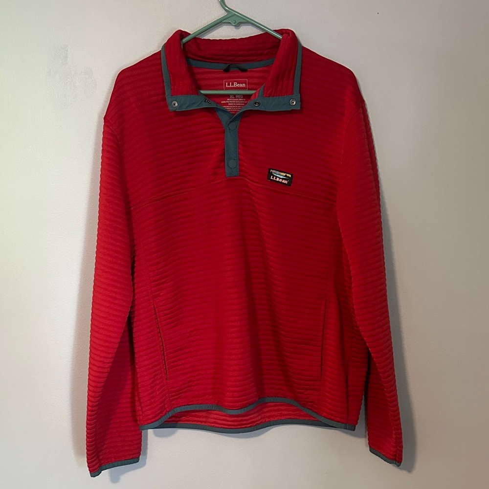 L.L. Bean Red Quarter-Button Pullover - image 1